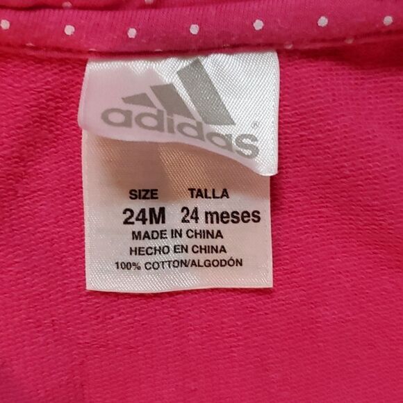 Adidas Infant Girls Pink Short Sleeve Zip Front  Hoodie Size 24M - Picture 9 of 10
